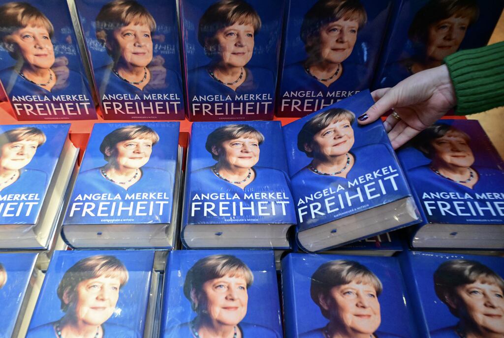 German former chancellor Angela Merkel's memoir Freedom: Memories 1954-2021. Photograph: Tobias Schwarz/AFP via Getty