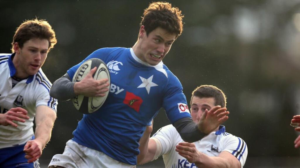 Ulster Bank League Division 1A, Templeville Road, Dublin 7/12/2013 St. Mary’s College vs Cork Constitution Steven Toal-Lennon of St Mary’s in actiomn against Cork Constitution. Photograph: Donall Farmer/Inpho.