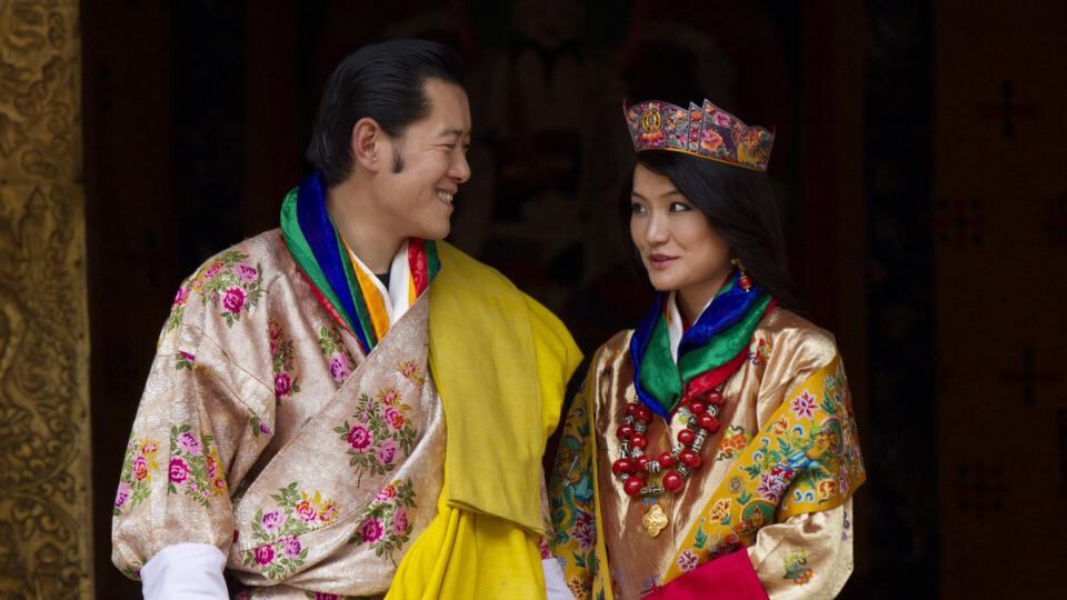 Royal couple: King Jigme Khesar Namgyel Wangchuck and Queen Jetsun Pema after their marriage, in 2011. Photograph: Paula Bronstein/Getty