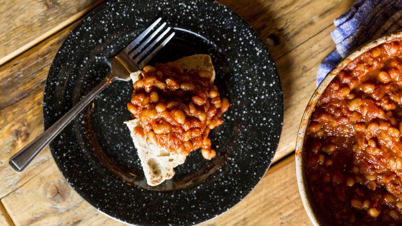 Baked bean gratin. Photograph: Emma Jervis