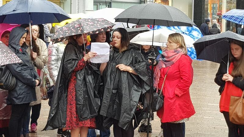 Women’s Lives Matter campaigner Lisa Bermingham addresses rally in Cork to highlight the cervical screening scandal. Photograph: Barry Roche