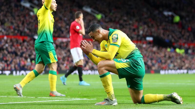 Adam Idah started for Norwich during their 4-0 defeat at Old Trafford. Photograph: Catherine Ivill/Getty
