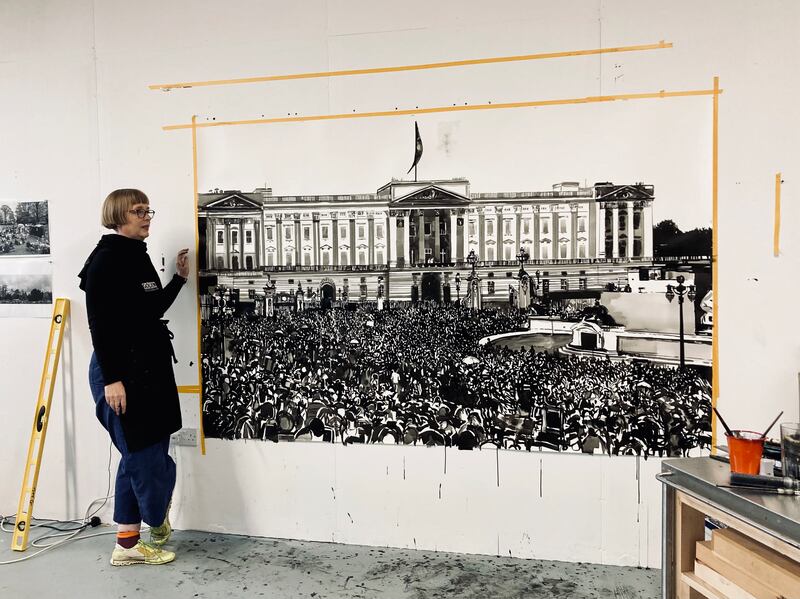 Joy Gerrard in her studio in Belfast: 'when the economic situation improves in Northern Ireland, I hope we won’t lose the energy and soul of the place to rising property prices and vanishing arts spaces'