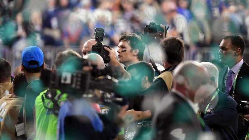 Quarterback Tom Brady leaves the field after losing to the Philadelphia Eagles. Photograph: Getty Images