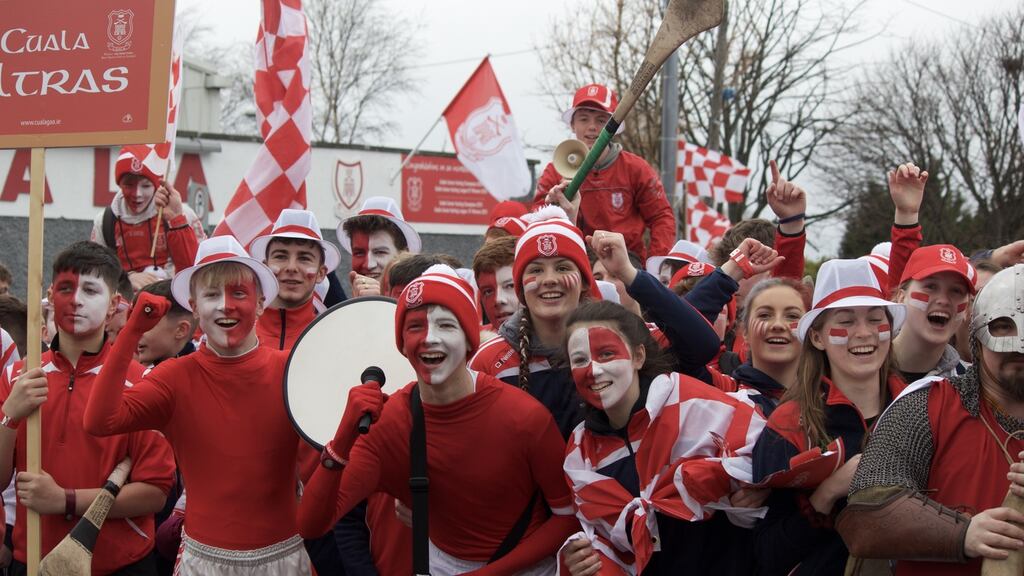 Cuala GAA fans gathered at their clubhouse from early this afternoon, before making the journey to Croke Park. Photograph: Jack Power