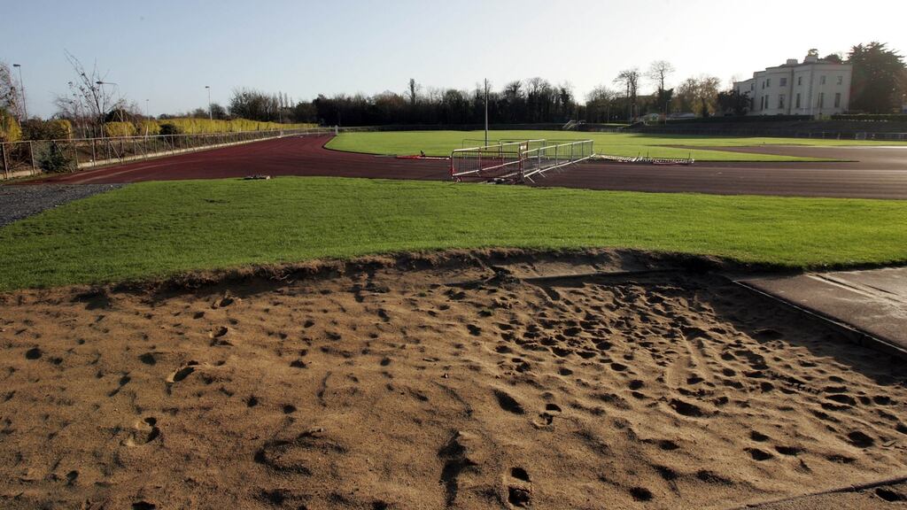 The old athletics track under demolition at UCD Belfield.  Photograph: Eric Luke