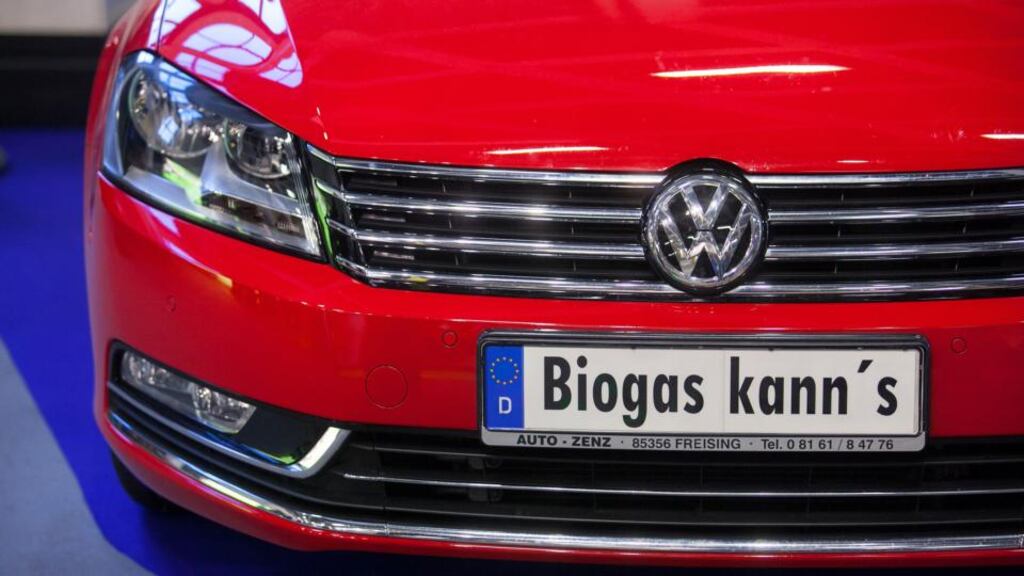 Volkswagen slid 2.7 per cent, pacing losses among carmakers, after ‘Manager Magazin’ said a drop in its Chinese deliveries could hurt earnings by more than €1 billion. Photograph: Krisztian Bocsi/Bloomberg