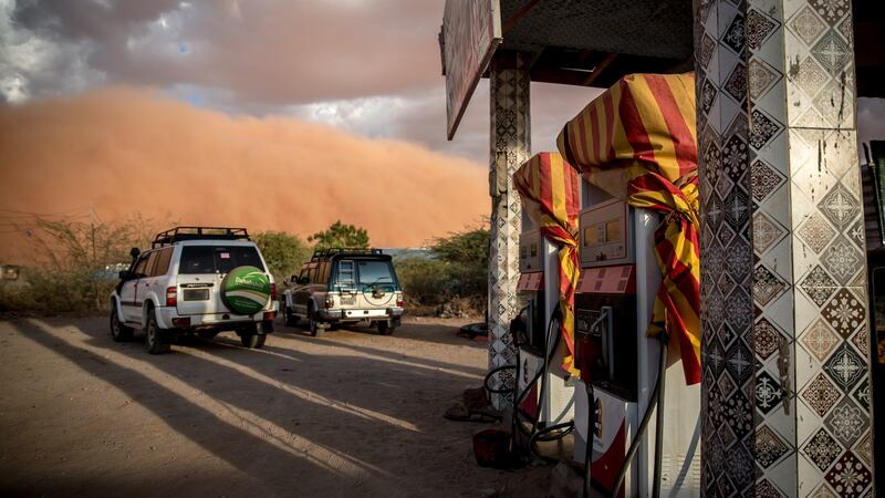 A petrol station in Dullow, southwest Somalia: prices have almost doubled since the start of the year. Photograph: Sally Hayden