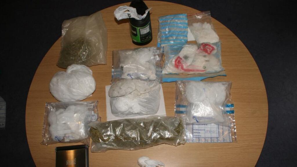 The drugs and drug paraphenalia seized by gardai in Tallaght on Friday. Photograph: Garda Press Office