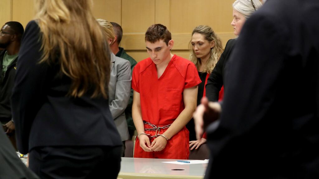 Nikolas Cruz appears in court for a status hearing in Fort Lauderdale, Florida, US, on February 19th. Photograph: Mike Stocker/Pool/Reuters