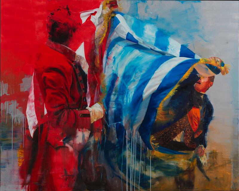 A Holding Pattern and Dark Disco: Distorted and disorientated, Conor Harrington’s figures bleed down the canvas