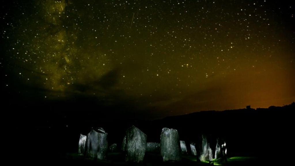 Perseid meteor shower over Drombeg Stone Circle, Glandore, West Cork, Ireland. Photograph: Emma Jervis Photography
