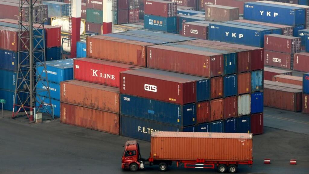 Irish exports fell €327 million to €7 billion in November on a seasonally adjusted basis, figures from the CSO show. Photograph: Wu Hong/EPA