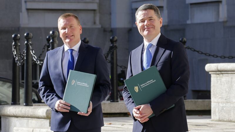 Minister for Public Expenditure Michael McGrath and Minister for Finance Paschal Donohoe: this year’s budget package is €4.7 billion. Of this, €1 billion is said to be available for new spending and €500 million is for tax measures. Photograph: Crispin Rodwell