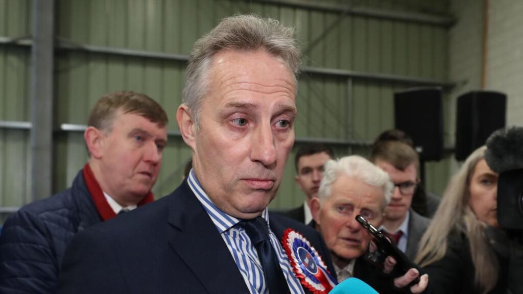 Ian Paisley jnr speaks to the media after his re-election as MP for North Antrim. Photograph: Niall Carson/PA Wire