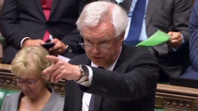 Brexit minister David Davis during exchanges in the House of Commons today. Photograph: Getty Images