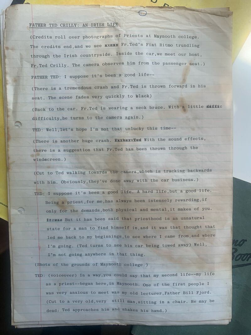 Father Ted: the original script. Photograph: Arthur Mathews