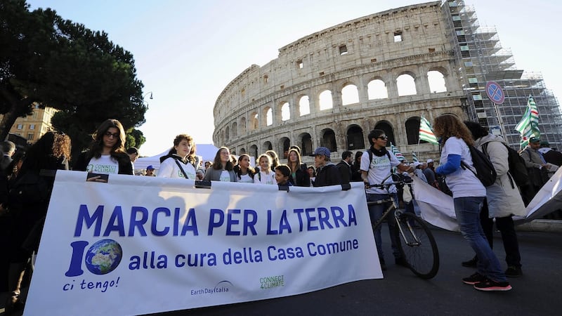 The March for the Earth which was organised by the Dioceses of Pope Francis who invited Connect4Climate, Earth Day Network and Earth Day Italia to take part in the event in Rome, on November 8th. Photograph: EPA