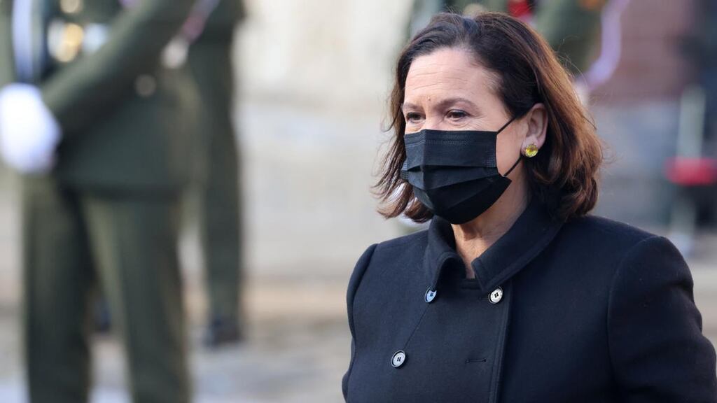 Sinn Féin leader Mary Lou McDonald: In 2020, she said, “The British will have to take out their cheque book” partly because many people would “consider themselves British”. Photograph: Dara Mac Donaill