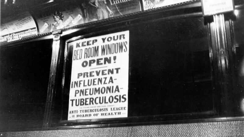 A health warning notice about influenza on  public transport in 1918. Photograph: Cincinnati Museum Center/Getty Images