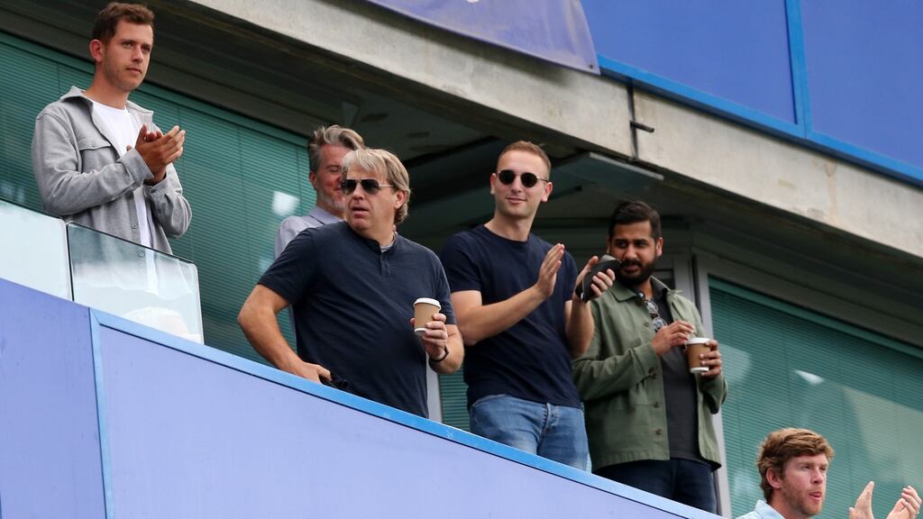 Todd Boehly, prospective new owner of Chelsea, at Stamford Bridge on the final day of the Premier League season. Photograph: Henry Browne/Getty Images