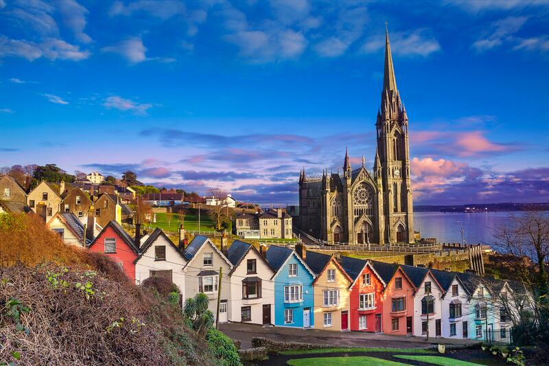 Cobh: the town’s Deck of Cards is a series of 23 candy-coloured houses. Photograph: Ben Stevens/E+/Getty