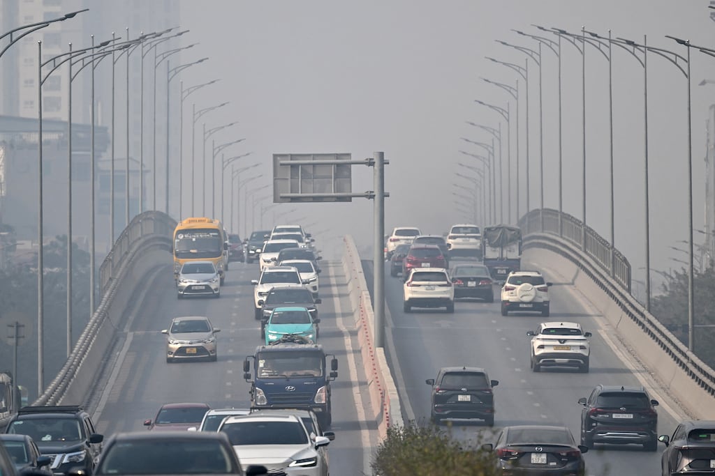 Thick smog in Hanoi is mostly caused by heavy traffic, trash burning and industrial activities. Photograph: Nhac Nguyen/AFP via Getty