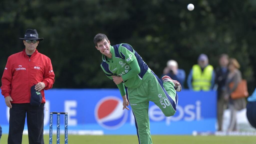 Ireland spinner George Dockrell took four wickets in the three-wicket victory over Afghanistan in Dubai. Photograph: Rowland White/Inpho/Presseye