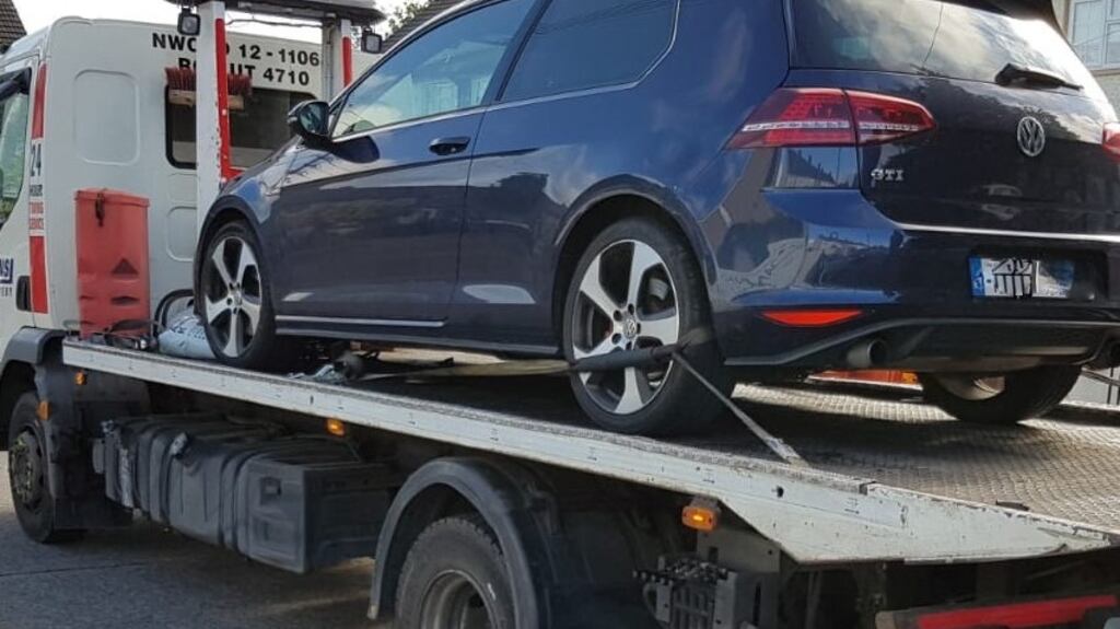 VW Golf GTI seized by Cab officers during a raid in Dublin. Photograph: An Garda via Facebook