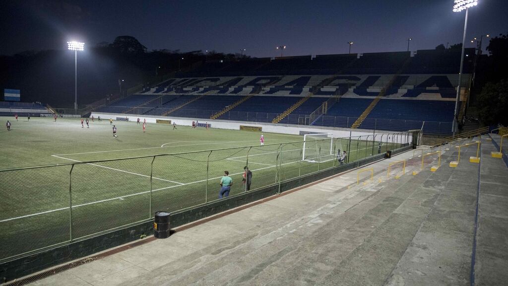 Real Esteli FC play Walter Ferreti FC play a behind closed doors first division match at the national soccer stadium in Managua, Nicaragua. Photograph: Jorge Torres/EPA