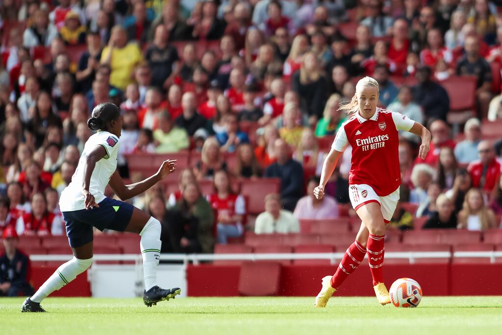A Women's Super League record crowd of 47,367 attended Saturday's north London derby between Arsenal and Tottenham Hotspur. Photograph: Rhianna Chadwick/PA Wire