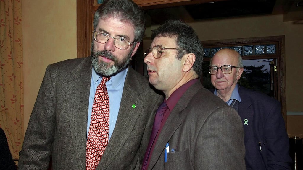 Sinn Féin’s Joe Reilly with Gerry Adams in 2001. File photograph: Brenda Fitzsimons