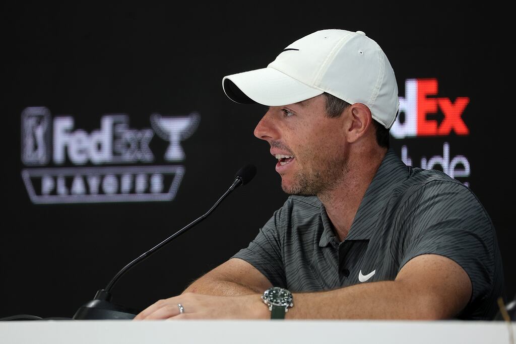 Ireland's Rory McIlroy speaks with the media during the Pro-Am prior to the FedEx St Jude Championship at TPC Southwind. Photograph: Stacy Revere/Getty Images