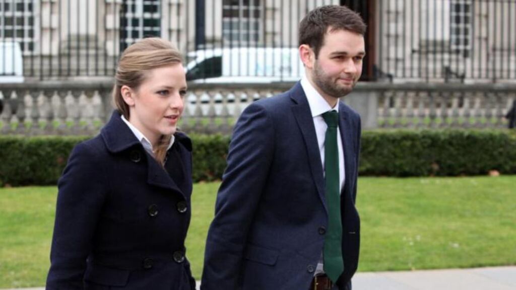 Daniel and Amy McArthur of Ashers Bakery arrive at Belfast County Court. Photograph: Stephen Kilkenny/PA Wire