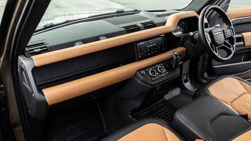 Two-tone paint, 20-inch alloy wheels, privacy glass, a black and orange leather interior, a Meridian sound system and split-zone climate control.