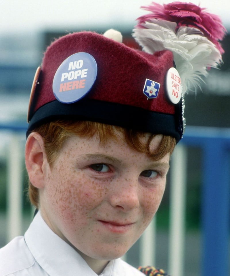 Ulster says no: a boy from a loyalist family at a demonstration in Belfast in 1985 against the Anglo-Irish Agreement. Photograph: Kaveh Kazemi/Getty