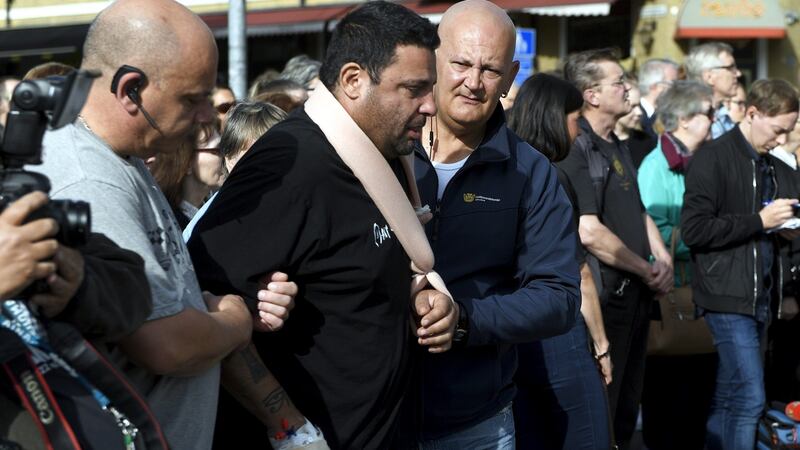 Hassan Zubier, who was injured in a mass stabbing as he attempted to help a victim, at the Turku Market Square in Turku, Finland, on August 20th, 2017. Photograph: Vesa Moilanen/AFP/Getty Images