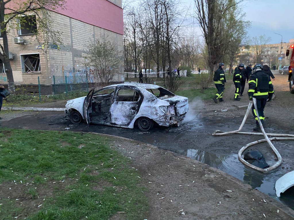 Rescue workers in Kryvyi Rih (Na Chasi media via AP)