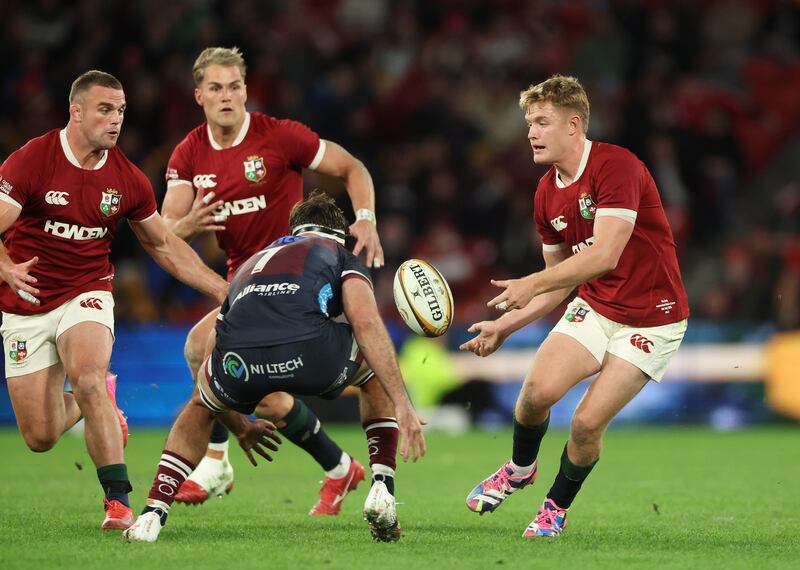 Fin Smith of the British and Irish Lions in action during the win over Queensland Reds on Wednesday. Photograph: David Rogers/Getty Images