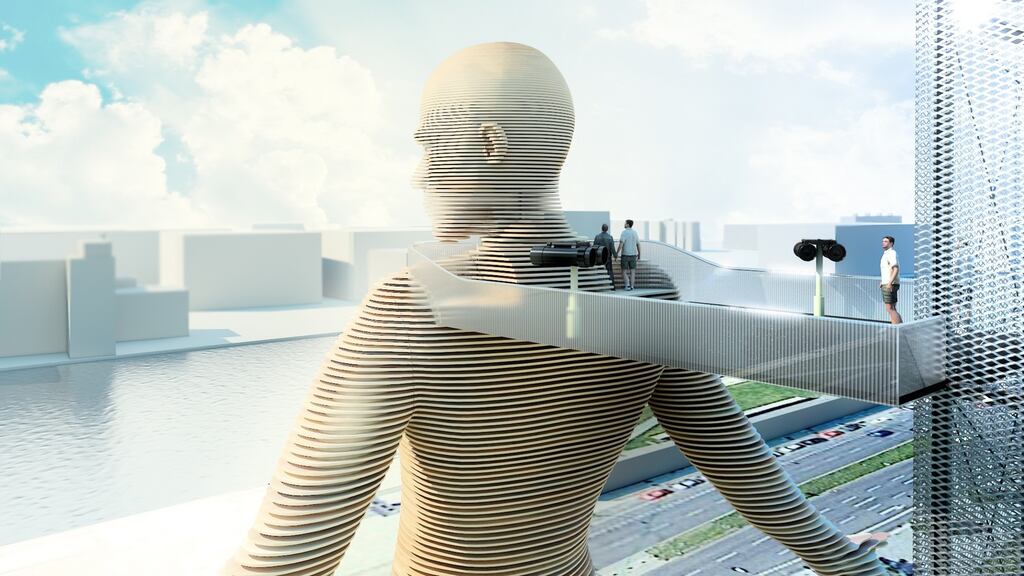 ‘The Giant’ can be programmed to become Albert Einstein, Beyoncé, Superman or any person or character, according to its creators.