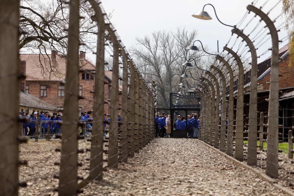 The March of the Living at the former Auschwitz-Birkenau camp to honour the victims of the Holocaust, April 28th, 2022. Photograph: Wojtek Radwanski/AFP via Getty