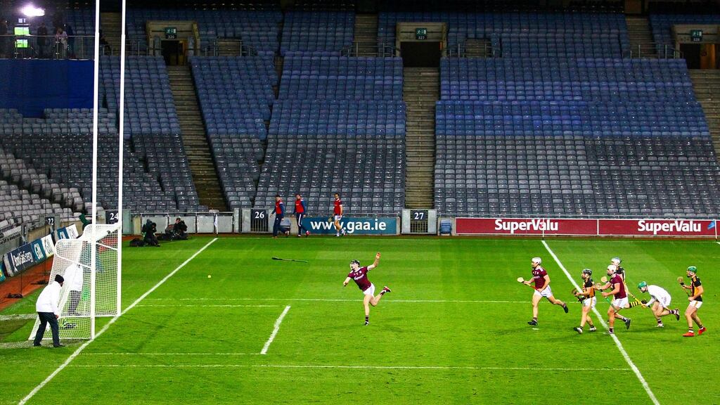 Richie Hogan scores a goal for Kilkenny in their Leinster final win over Galway. Photograph: Inpho