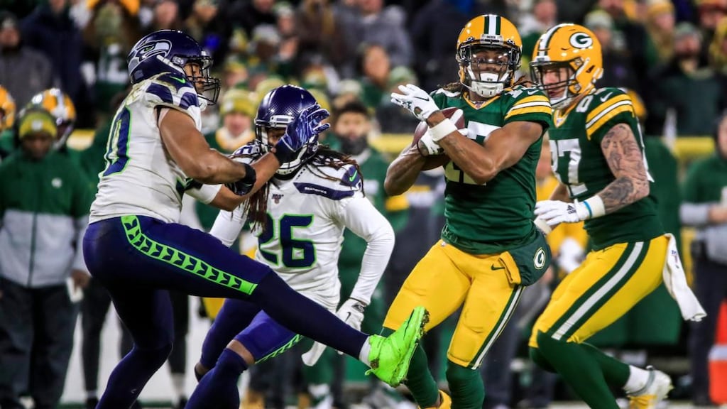 Green Bay Packers wide receiver Davante Adams during the NFC Divisional championship game against the Seattle Seahawks. Photograph: EPA