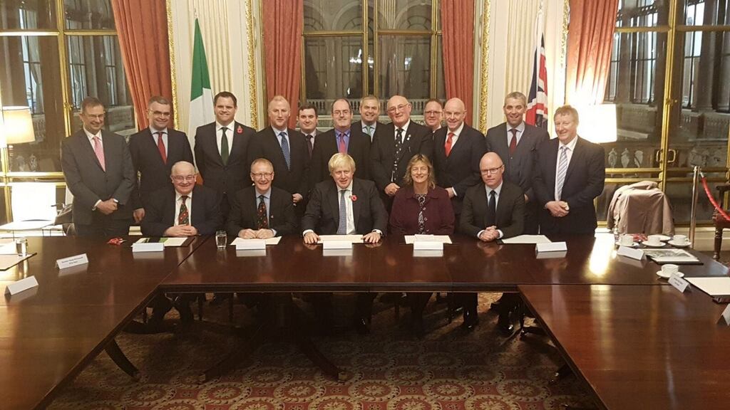 The delegation of TDs and Senators who met Boris Johnson on Monday in the foreign office in London
