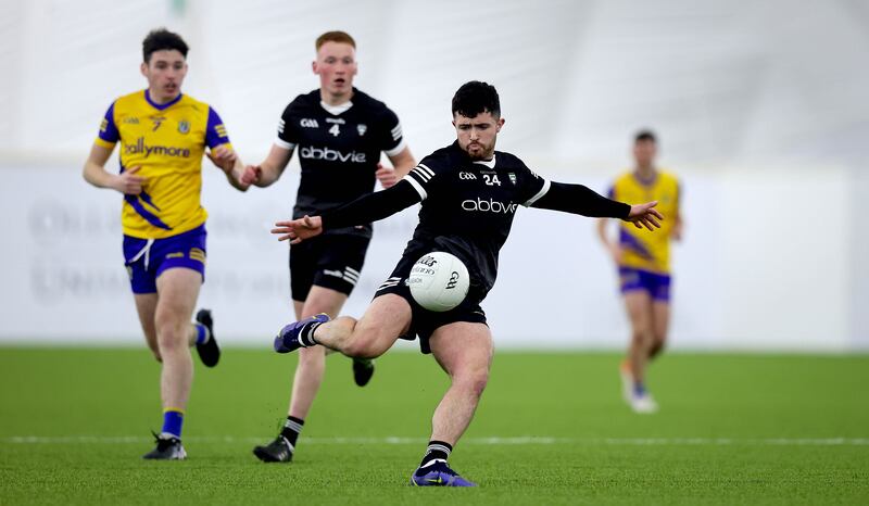 Sligo's Nathan Rooney in action against Roscommon in the FBD Connacht Senior Football League semi-final, at NUIG Connacht Air Dome, Mayo. Photograph: Ryan Byrne/Inpho