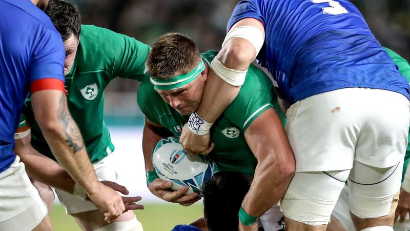 CJ Stander carries during Ireland’s 47-5 win over Samoa. Photograph: Dan Sheridan/Inpho