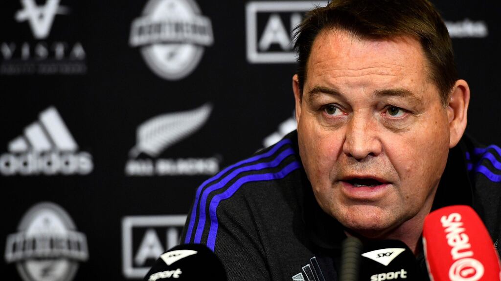 New Zealand’s head coach Steve Hansen speaking during a press conference. Photograph: Getty Images