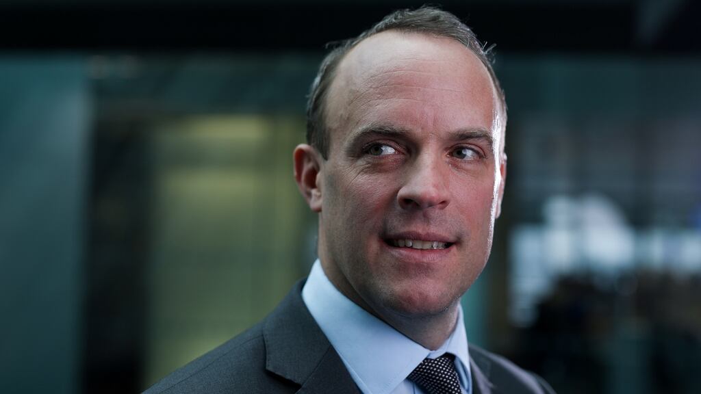 Dominic Raab: “We’ve made the compromises and we showed the ambition and we do need to see that matched on the EU side.” Photographer: Chris Ratcliffe/Bloomberg