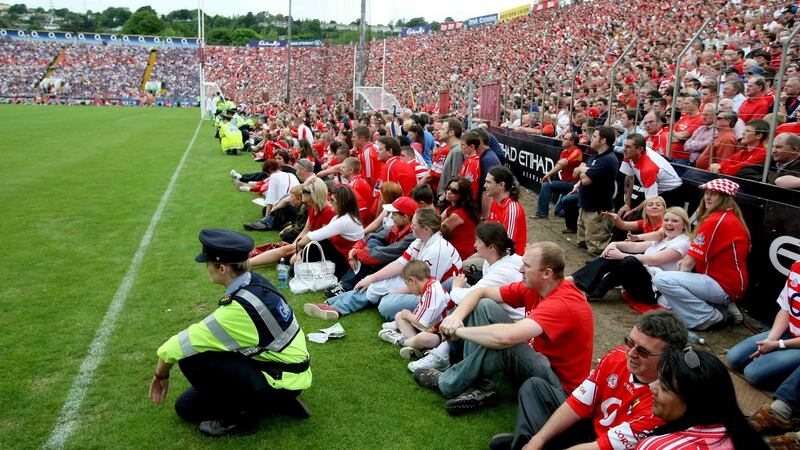 Fans on the pitch at an overcrowded Páirc Uí Chaoimh during the Munster hurling semi-final between Cork and Tipperary in June 2008. Photograph: Morgan Treacy/Inpho