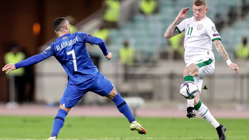 James McClean impressed along the left wing in Azerbaijan. Photograph: Laszlo Geczo/Inpho